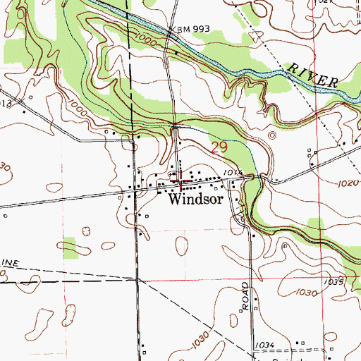 Topographic Map of Windsor, IN