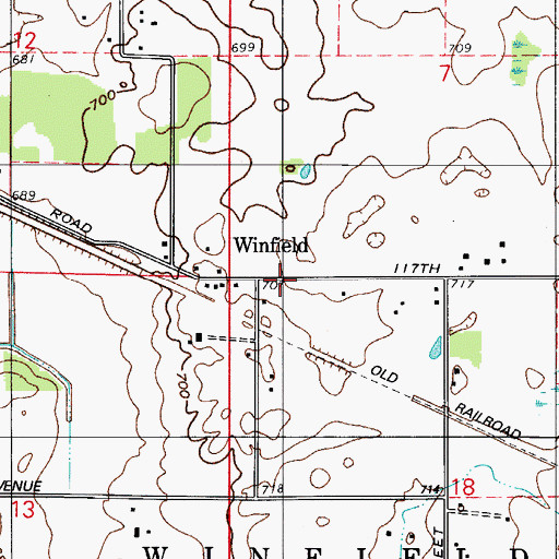 Topographic Map of Winfield, IN