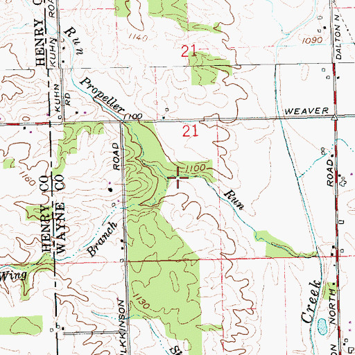 Topographic Map of Wing Branch, IN