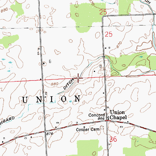 Topographic Map of Wingard Ditch, IN