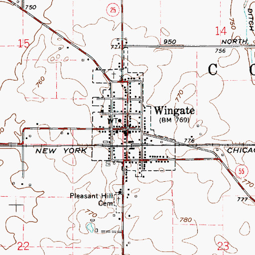 Topographic Map of Wingate, IN