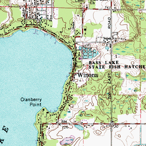 Topographic Map of Winona, IN
