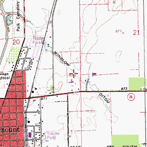 Topographic Map of Winslow Ditch, IN
