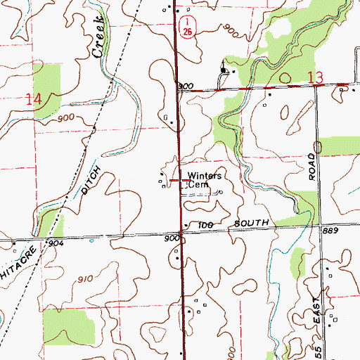 Topographic Map of Winters Cemetery, IN