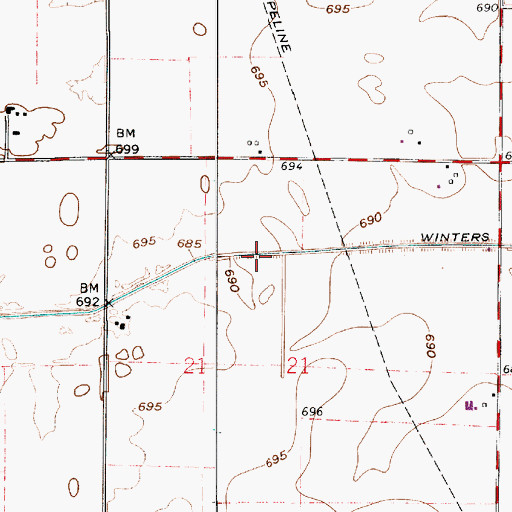 Topographic Map of Winters Ditch, IN