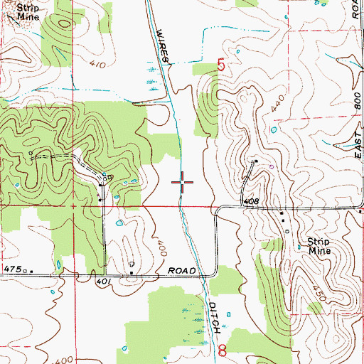 Topographic Map of Wires Ditch, IN
