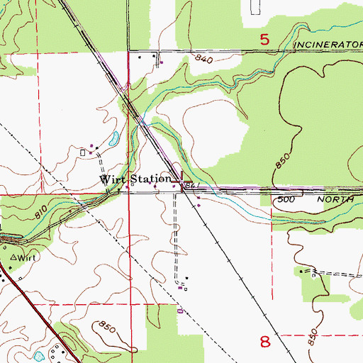 Topographic Map of Wirt Station, IN