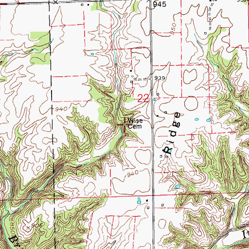 Topographic Map of Wise Cemetery, IN