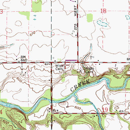 Topographic Map of Wise Cemetery, IN