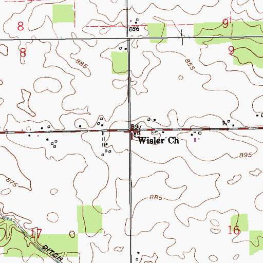 Topographic Map of Wisler Church, IN