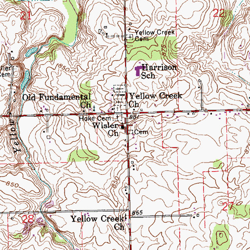 Topographic Map of Wisler Church, IN