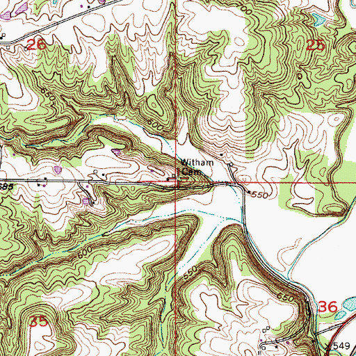 Topographic Map of Witham Cemetery, IN