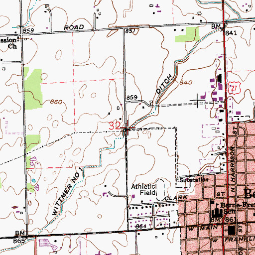 Topographic Map of Wittmer Number One Ditch, IN