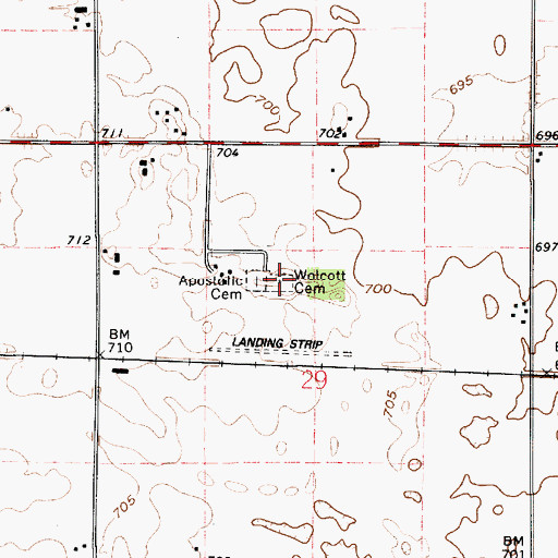 Topographic Map of Wolcott Cemetery, IN