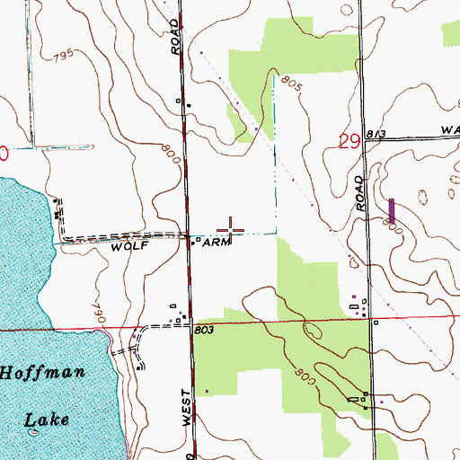 Topographic Map of Wolf Arm, IN