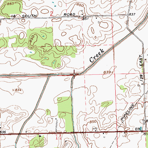 Topographic Map of Wolf Creek, IN