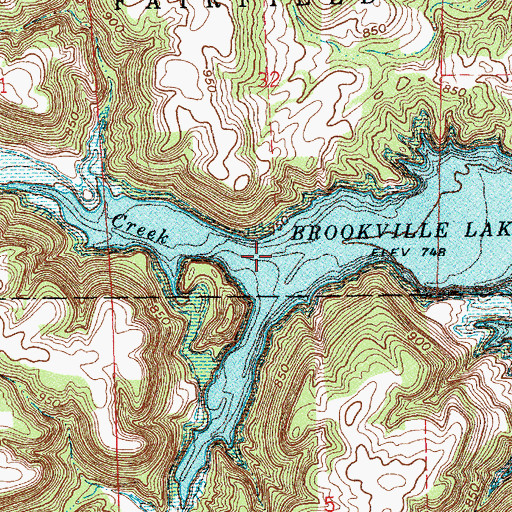Topographic Map of Wolf Creek, IN
