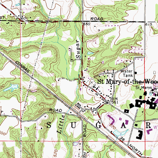 Topographic Map of Wolf Creek, IN