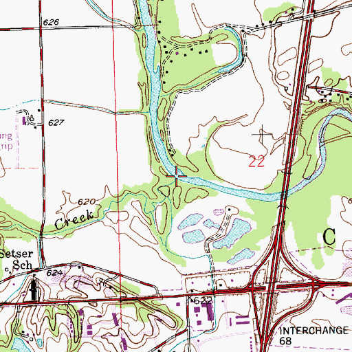 Topographic Map of Wolf Creek, IN