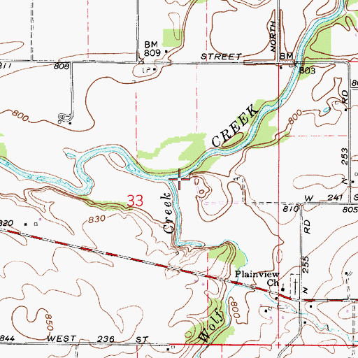 Topographic Map of Wolf Creek, IN