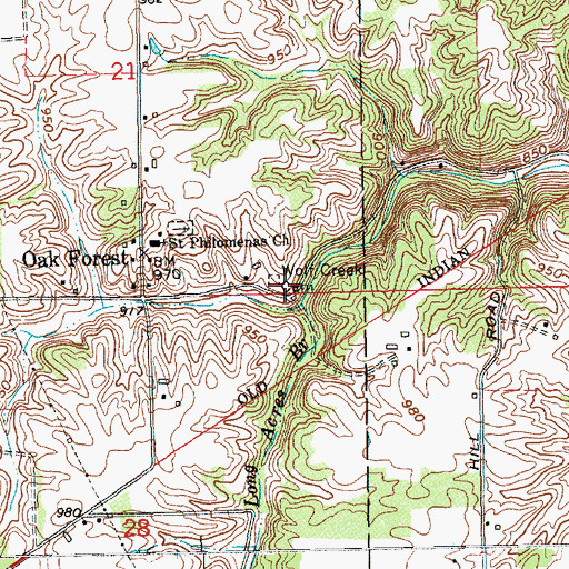 Topographic Map of Wolf Creek Cemetery, IN