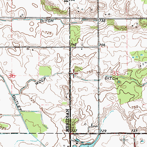 Topographic Map of Wolf Ditch, IN