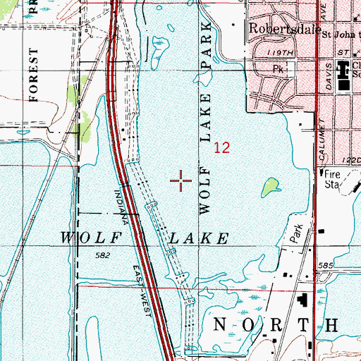 Topographic Map of Wolf Lake, IN