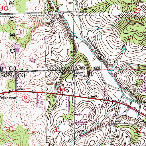 Topographic Map of Wolfe Cemetery, IN