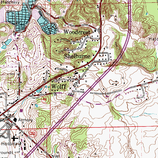 Topographic Map of Wolff, IN