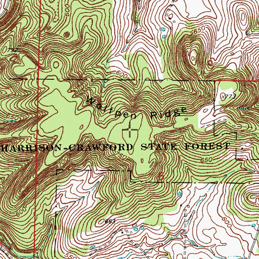 Topographic Map of Wolfpen Ridge, IN