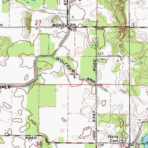 Topographic Map of Wolfram Arm, IN