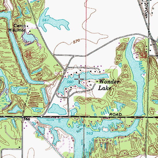 Topographic Map of Wonder Lake, IN
