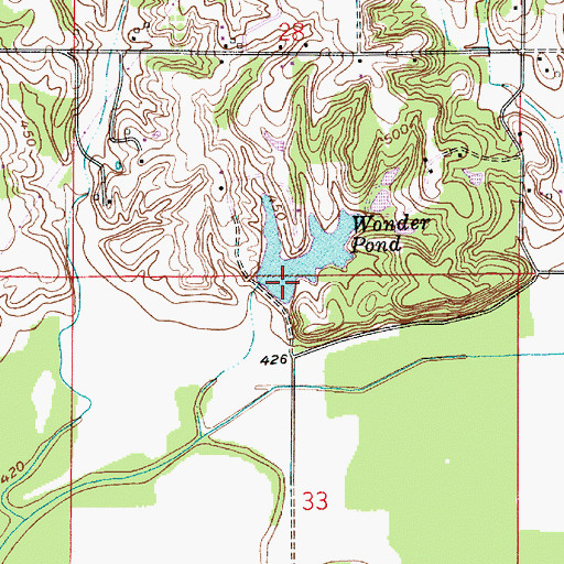 Topographic Map of Wonder Pond, IN