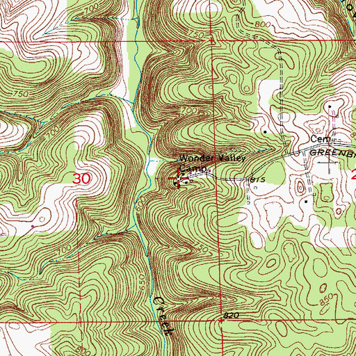 Topographic Map of Wonder Valley Camp, IN