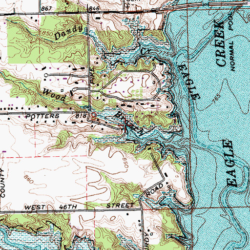 Topographic Map of Wood Branch, IN