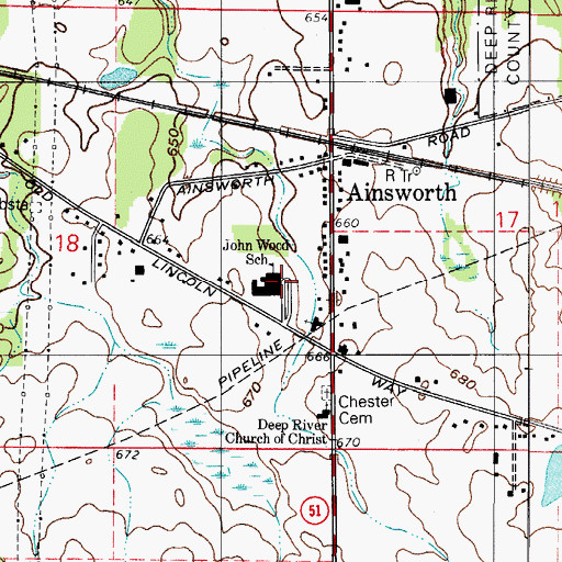 Topographic Map of John Wood Elementary School, IN