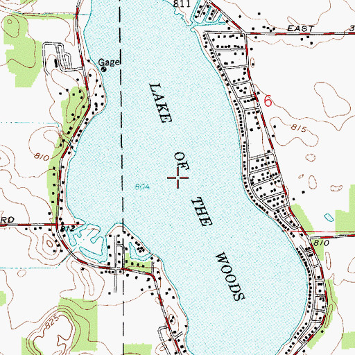 Topographic Map of Lake of the Wood, IN