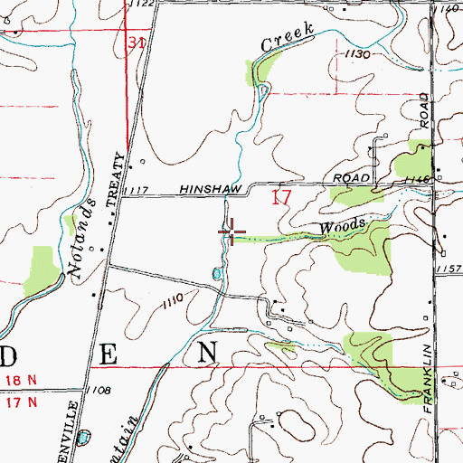 Topographic Map of Woods Branch, IN