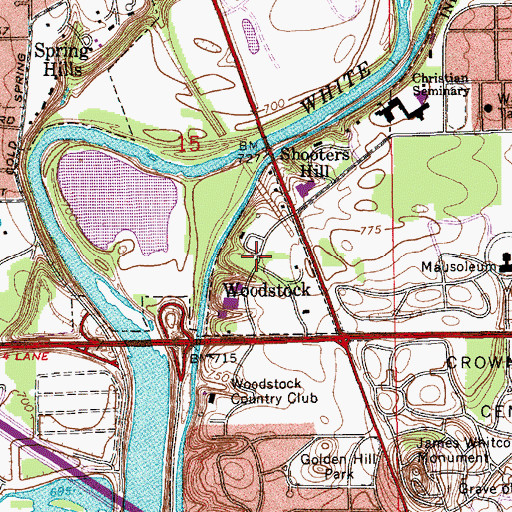 Topographic Map of Woodstock, IN