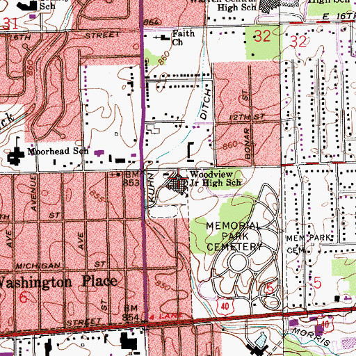 Topographic Map of Woodview Junior High School, IN