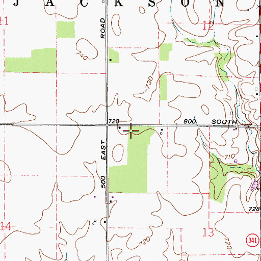 Topographic Map of Wooley Corner, IN