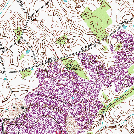Topographic Map of Worrell Cemetery, IN