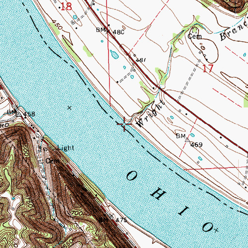 Topographic Map of Wright Branch, IN