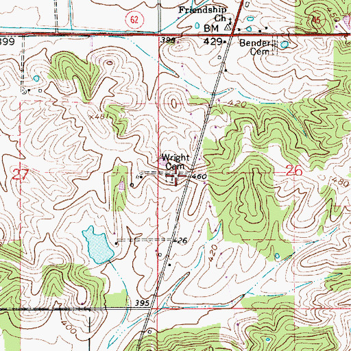 Topographic Map of Wright Cemetery, IN