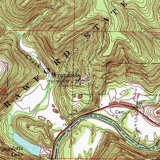 Topographic Map of Wyandotte, IN