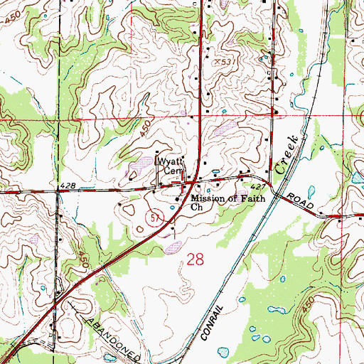 Topographic Map of Wyatt Cemetery, IN