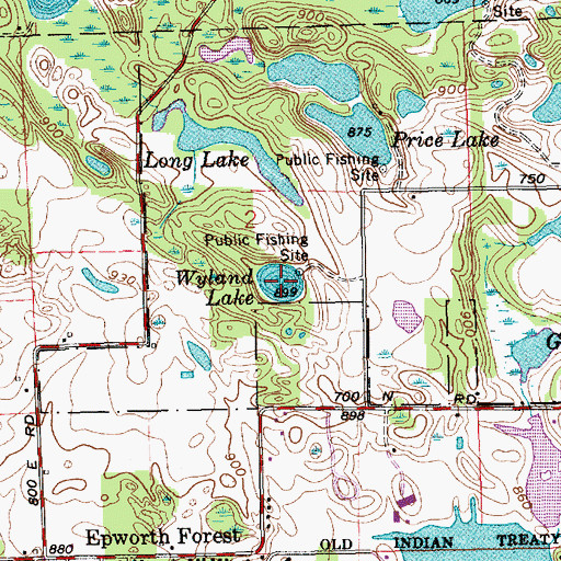 Topographic Map of Wyland Lake, IN