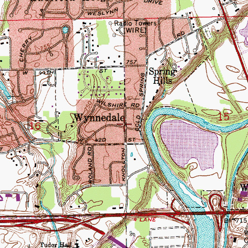 Topographic Map of Wynnedale, IN