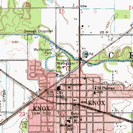 Topographic Map of Wythougan Park, IN