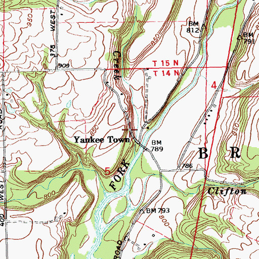 Topographic Map of Yankee Town, IN